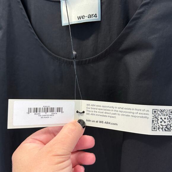 Tank Shift Apron Midi Dress by WE-AR4 Black Minimalist Oversized Pockets L - Picture 6 of 6